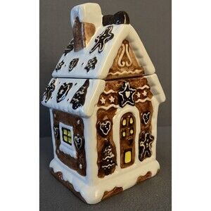 Kurt S. Adler Cookie Jar Gingerbread House 10.2-Inch Brown NIB